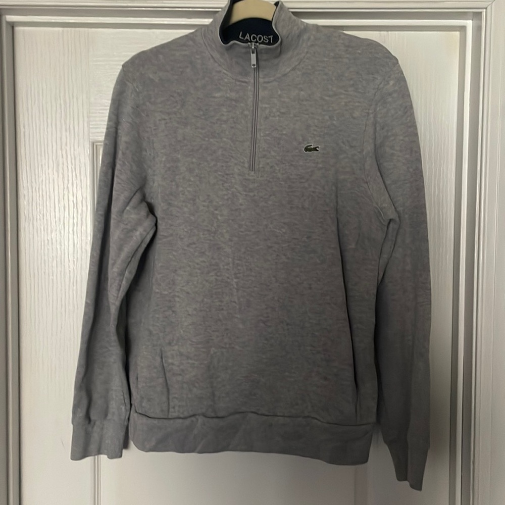 Gray Lacoste three quarter sweater